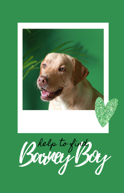 Missing Cute Labrador on Green with Heart Flyer 5.5x8.5in Design Template