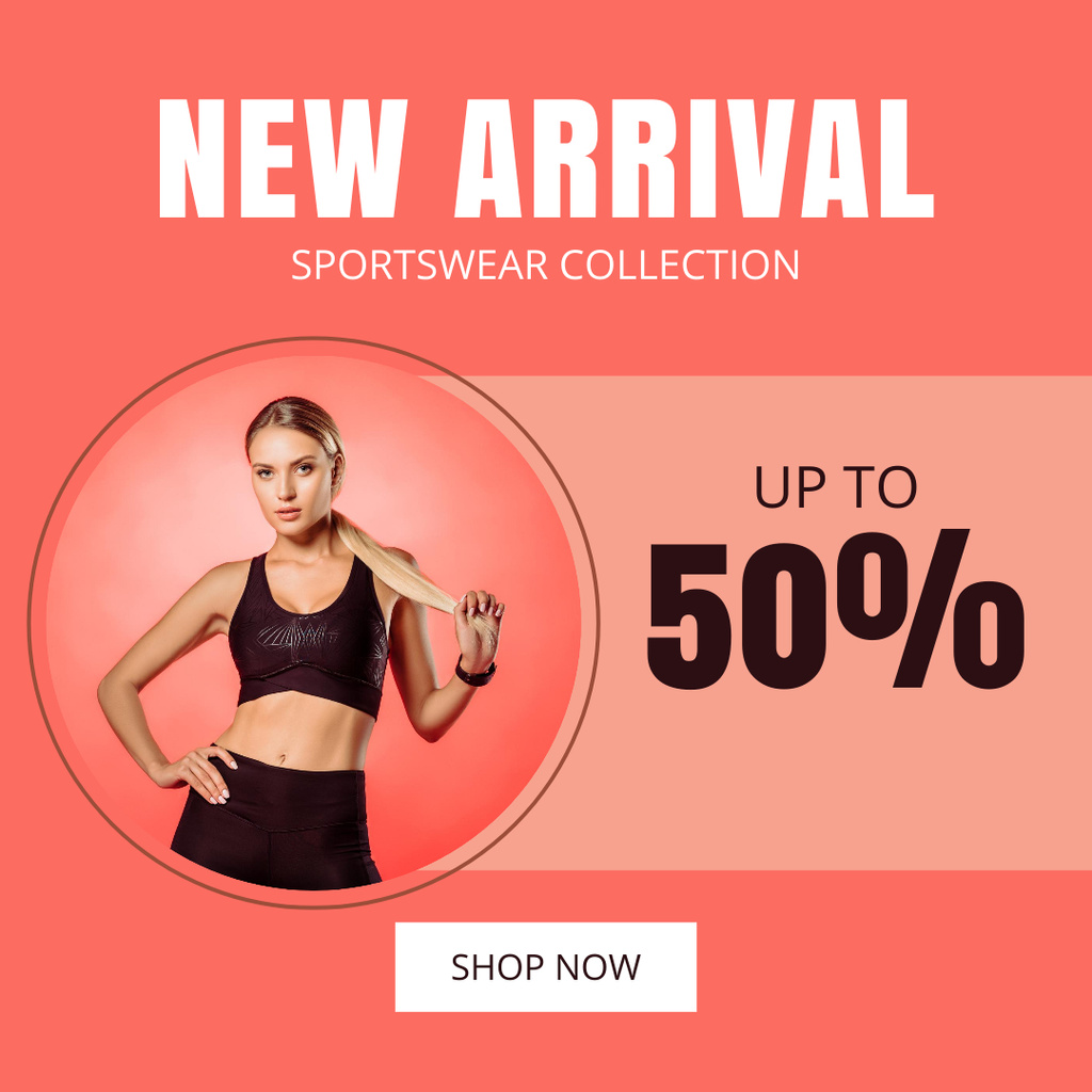 Designvorlage Sport Clothing Collection Ad with Woman in Black Sportwear für Instagram