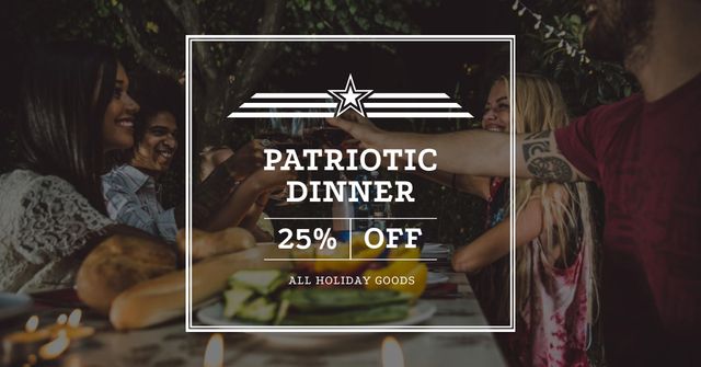 Patriotic Dinner Offer on Independence USA Day Facebook AD Tasarım Şablonu