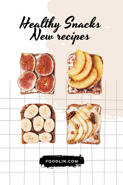 Healthy Toasts with Fruits Pinterest Tasarım Şablonu