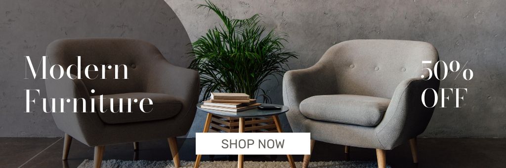 Plantilla de diseño de Modern Furniture Offer with Stylish Armchairs Email header 