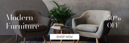 Plantilla de diseño de oferta muebles modernos con sillones con estilo Email header 