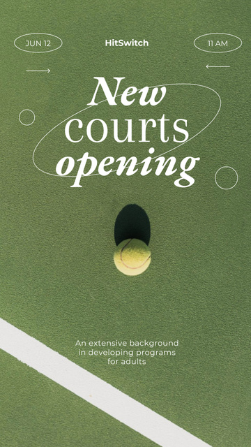 Tennis ball on court Instagram Story tervezősablon