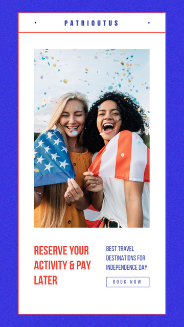 USA Independence Day Celebration with Happy Young Women Instagram Video Story Design Template