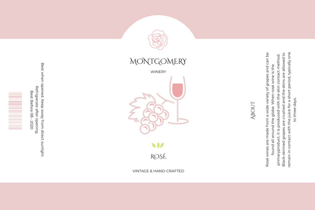 Rose Wine Retail Label Tasarım Şablonu