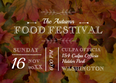 Autumn Gourmet Festival Ad Flyer 5x7in Horizontal Design Template