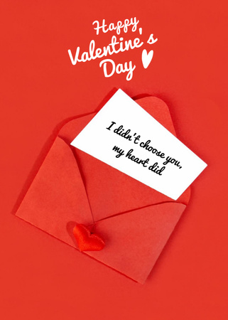 Template di design Saluto di San Valentino in busta con cuore Postcard 5x7in Vertical