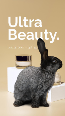 Cosmetics Easter Offer with cute Bunny Instagram Video Story Modelo de Design