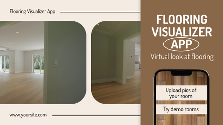 Plantilla de diseño de Promoción de la aplicación móvil Flooring Visualizer de primer nivel Full HD video 