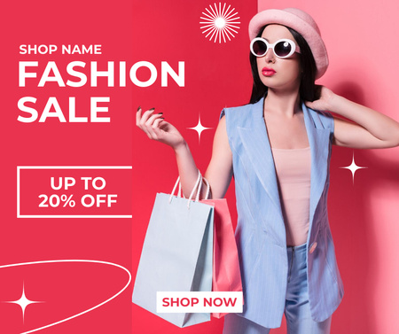 Sale Announcement with Attractive Woman Facebookデザインテンプレート
