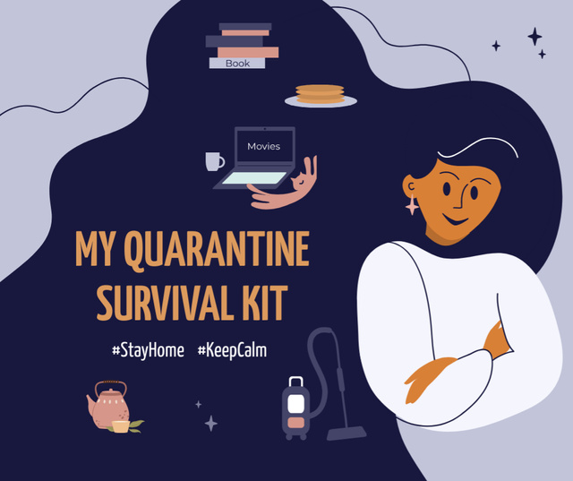 Plantilla de diseño de #StayHome Tips for hobbies during Quarantine Facebook 