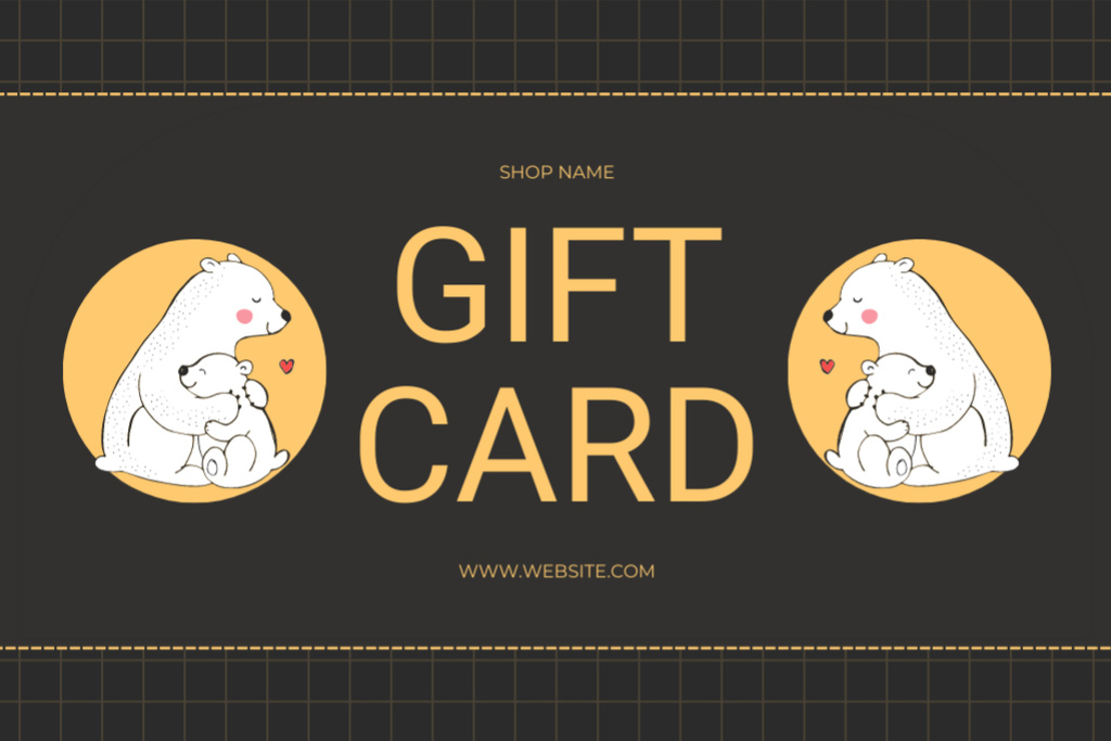 Mother's Day Offer with Illustration of Cute Bears Gift Certificate tervezősablon