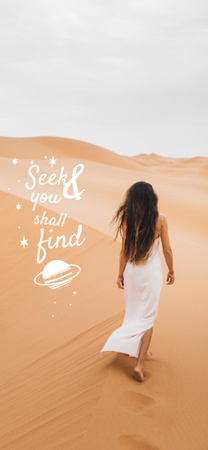 Plantilla de diseño de frase inspiradora con la mujer en el desierto Snapchat Moment Filter 