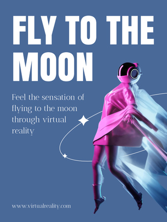 Simulation of Flying to Moon Using Virtual Reality Poster US Design Template