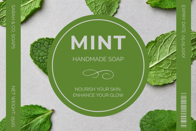 Crafted Mint Soap Bar Offer Label Tasarım Şablonu