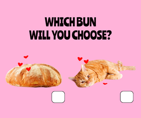 Ontwerpsjabloon van Facebook van Funny quiz with Bun and Cat