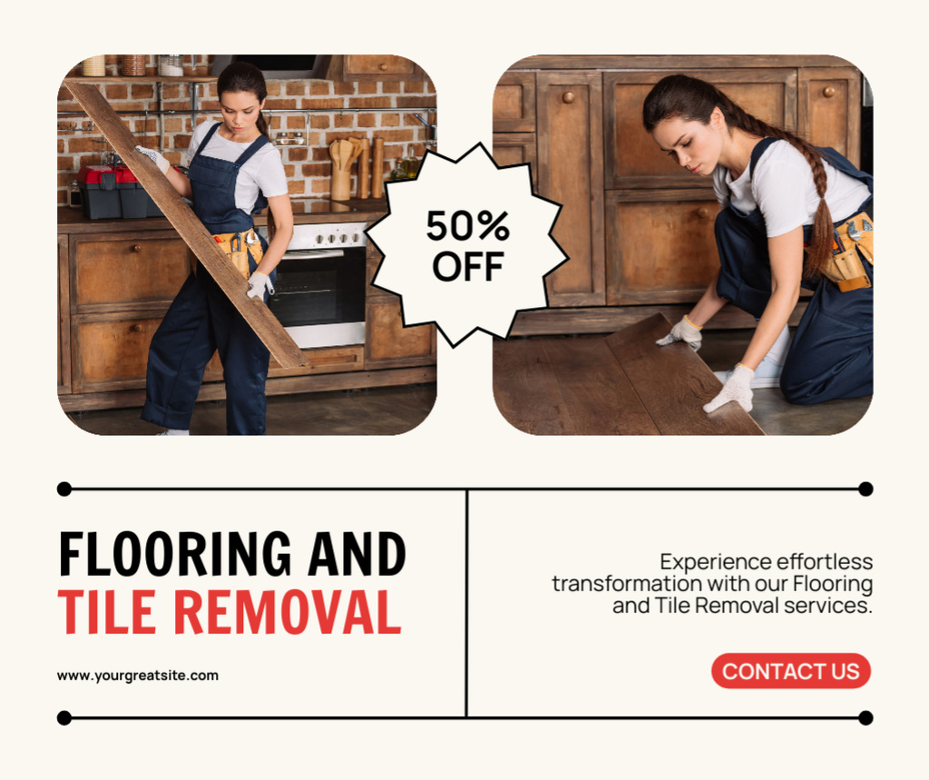 Designvorlage Services of Flooring & Tile Removal für Facebook