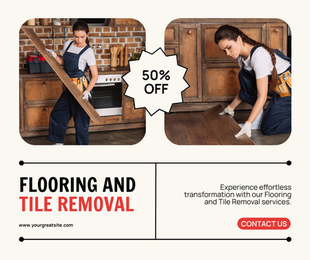 Services of Flooring & Tile Removal Facebook Design Template