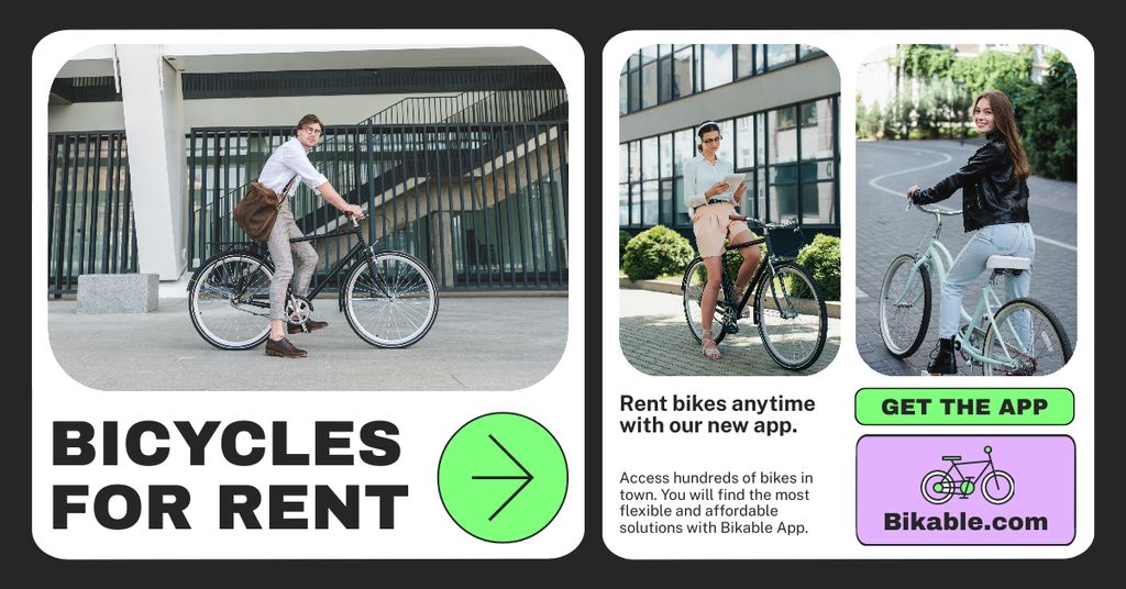 Offer of City Bicycles for Rent Facebook AD Šablona návrhu