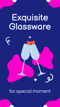 Offer of Exquisite Glassware with Cute Wineglasses Instagram Video Story Design Template