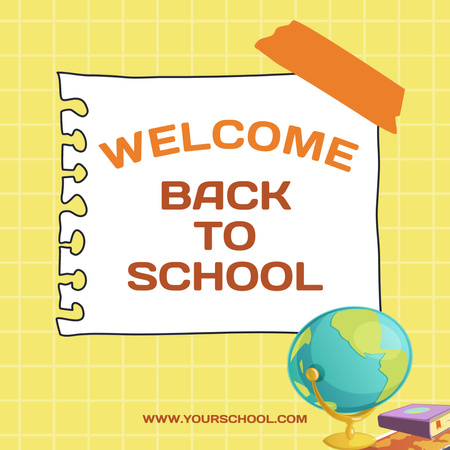 Back to School Announcement With Cute Cat In Eyewear Instagram Design Template