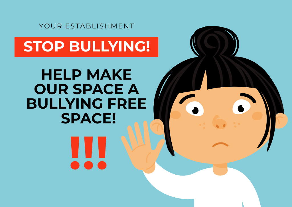 Promoting Bullying-Free Environment With Illustration Postcard Tasarım Şablonu