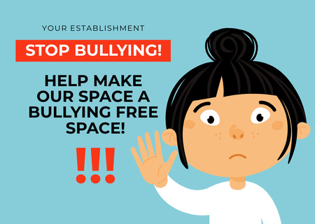 Promoting Bullying-Free Environment With Illustration Postcard Design Template
