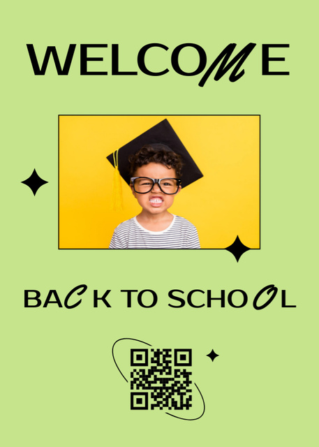 Charming Back to School Greeting In Green Postcard 5x7in Vertical Design Template