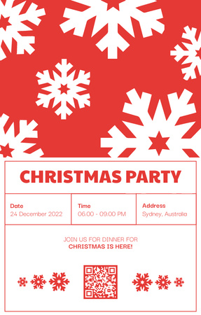 Χριστουγεννιάτικο πάρτι με μοτίβο νιφάδας χιονιού σε κόκκινο χρώμα Invitation 4.6x7.2in Πρότυπο σχεδίασης