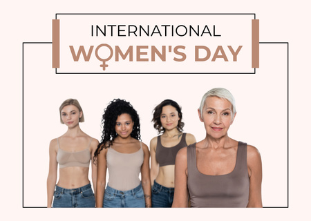 International Women's Day Greeting with Diverse Women Card Design Template