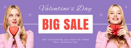 Big Valentine's Day Sale with Attractive Blonde Facebook cover Design Template