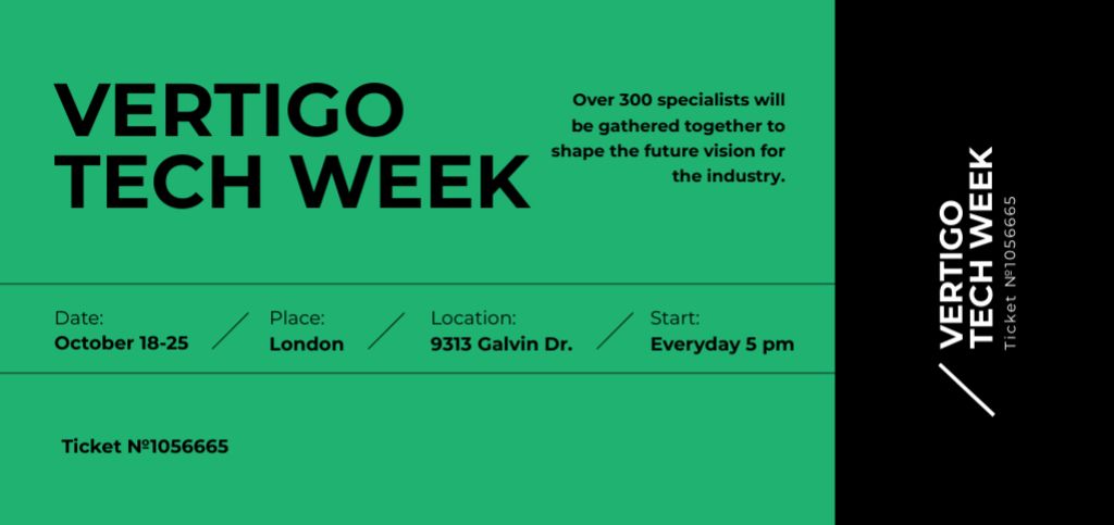 Tech Week Festival On Green Ticket DL Modelo de Design