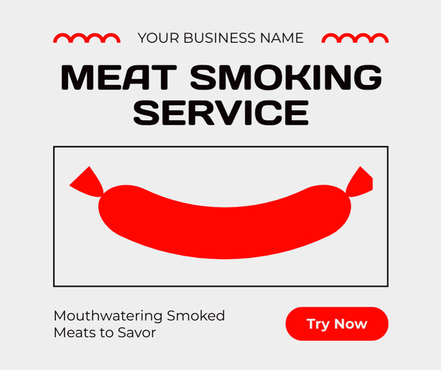 Ontwerpsjabloon van Facebook van Meat Smoking Service Simple Ad