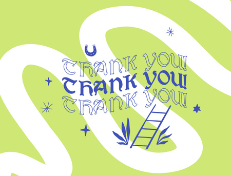 Thankful Phrase with Bright Illustration Thank You Card 4.2x5.5in Modelo de Design