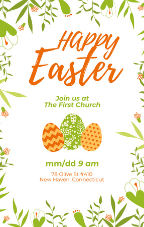 Easter Holiday Event Announcement with Eggs Invitation 4.6x7.2in Design Template
