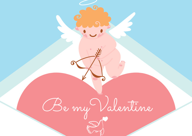Love Quote with Adorable Cupid Postcard – шаблон для дизайна