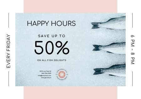 Designvorlage Angebot an exquisiten Fischfreuden zu ermäßigten Preisen für Poster B2 Horizontal