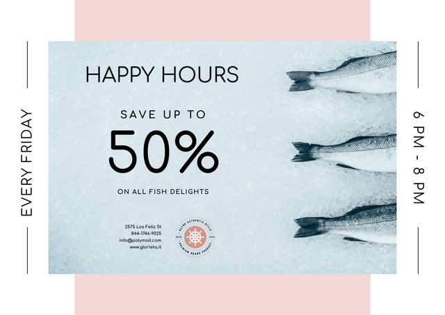 Exquisite Fish Delights At Discounted Rates Offer Poster B2 Horizontal Šablona návrhu