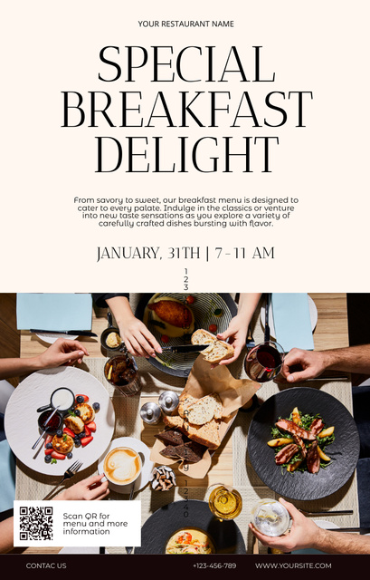 Plantilla de diseño de Special Breakfast Party's Ad Invitation 4.6x7.2in 