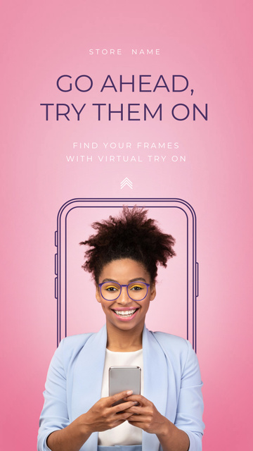 Young African American Woman Proposing New Mobile App Instagram Video Story Modelo de Design