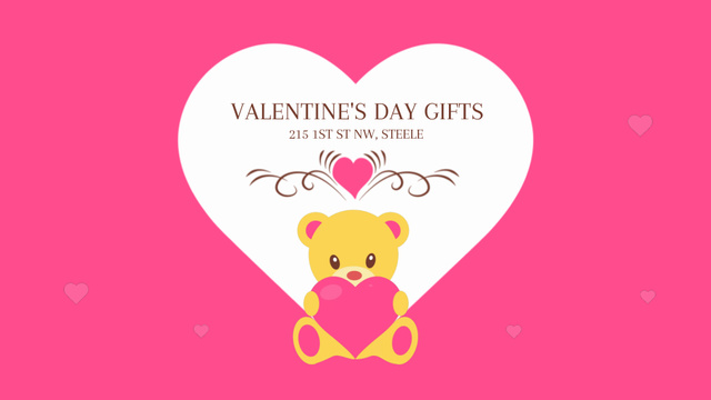Teddy bear with Valentine's Day Heart Full HD video Πρότυπο σχεδίασης