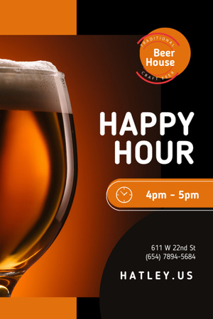 Oferta promocional de happy hour em bar com cerveja light em copo Flyer 4x6in Modelo de Design