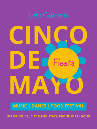 Invitation to Cinco De Mayo Holiday Celebration Poster US Design Template