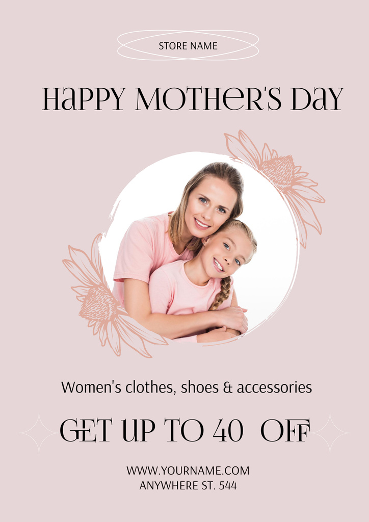 Mom hugging her Daughter on Mother's Day Posterデザインテンプレート