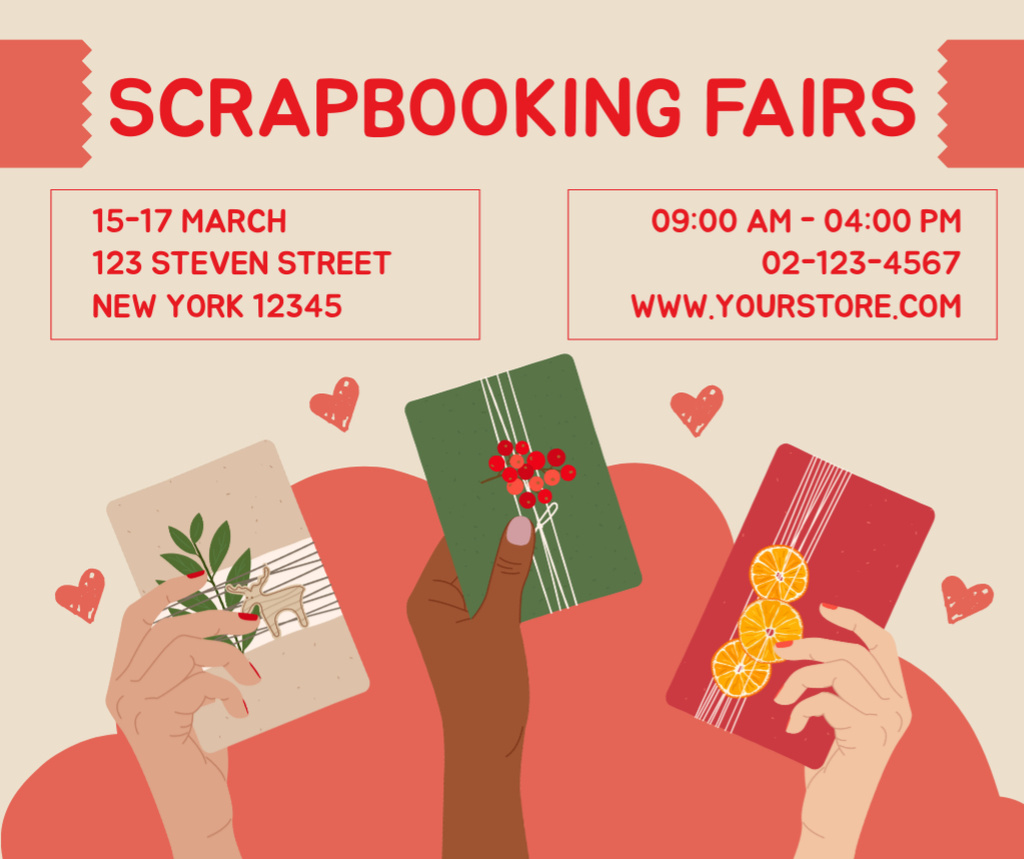 Modèle de visuel Bright Announcement of Scrapbooking Fair - Facebook