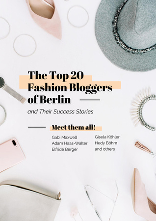 Anúncio de evento de blogueiros de moda com roupas elegantes Poster Modelo de Design