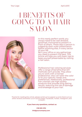 coloração do cabelo no salão de beleza Newsletter Modelo de Design