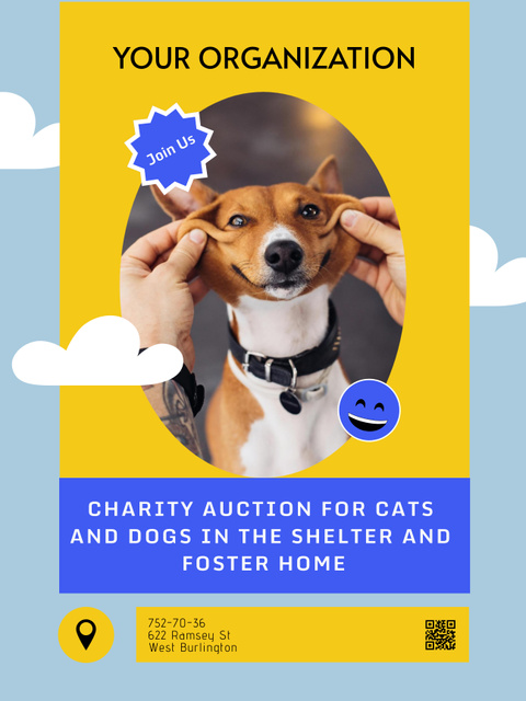 Charity Auction for Animals in Shelter with Cute Dog Poster 36x48in Πρότυπο σχεδίασης