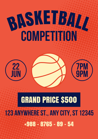 Basketball Competition Invitation Poster Design Template