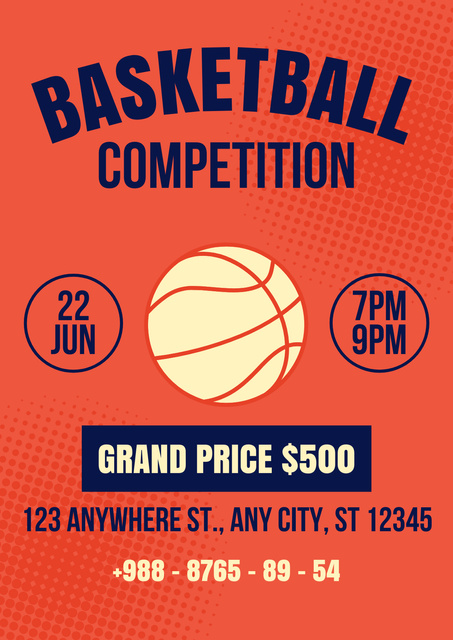 Plantilla de diseño de Basketball Competition Invitation Poster 